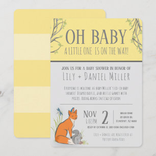 Geslacht neutrale bosdieren baby shower streep kaart
