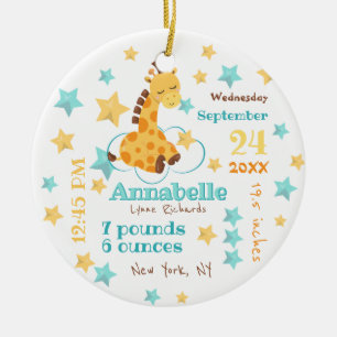 Geslacht Neutrale Cute Giraffe Stars Baby Birth St Keramisch Ornament