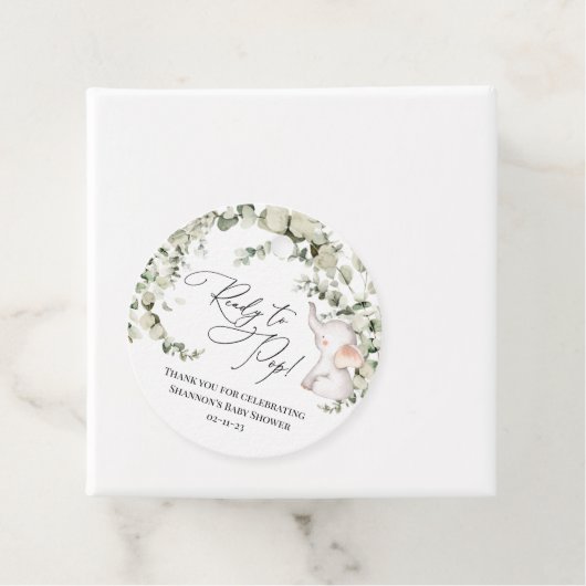Geslacht Neutrale Eucalyptus Elephant Baby shower Bedankjes Labels (In situ)