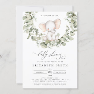 Geslacht Neutrale Eucalyptus Elephant Baby shower Kaart