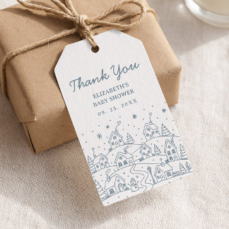 Geslacht Neutrale 'Het duurt een dorp' Baby Shower Cadeaulabel