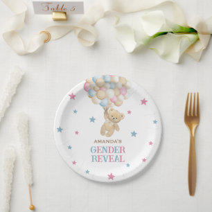 Geslacht Onthul Cadeau Beer Roze Blauw Modern Papieren Bordje