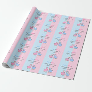 Geslacht onthullen Baby shower Llama-omslagpapier Cadeaupapier