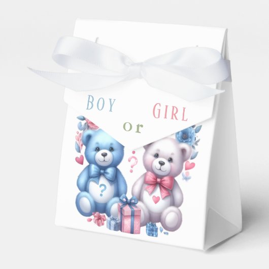 Geslacht onthullen baby shower Teddy Bear blauw ro Bedankdoosjes (Voorkant Zijde)