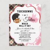 Geslacht onthullen Baby shower touchdowns of tutus Uitnodiging Briefkaart (Voorkant)