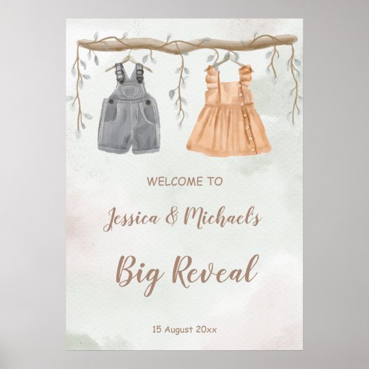 Geslacht onthullen baby shower welkomstteken poster (Voorkant)