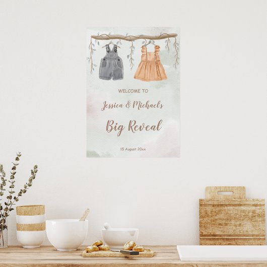 Geslacht onthullen baby shower welkomstteken poster (Keuken)