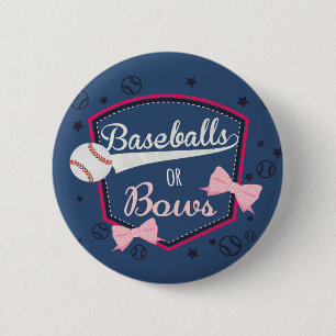 Geslacht onthullen - Baseballen of Bogen Ronde Button 5,7 Cm
