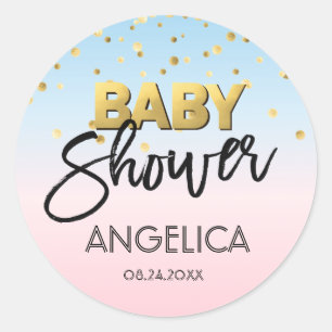 Geslacht onthullen blauw roze gouden Baby shower l Ronde Sticker
