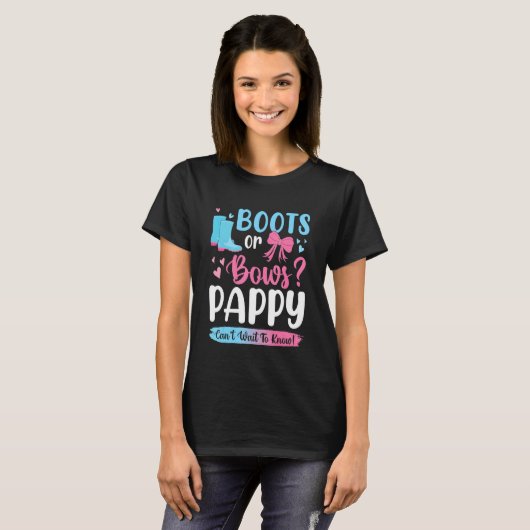 Geslacht onthullen Boots of Bows Pappy Matching Ba T-shirt (Voorkant volledig)