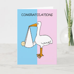 Geslacht onthullen Gefeliciteerd Cartoon Stork Kaart