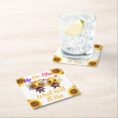 Geslacht onthullen hij of zij wat het zal zijn vierkante kartonnen onderzetter (Insitu)