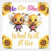 Geslacht onthullen hij of zij wat het zal zijn vierkante sticker (Voorkant)