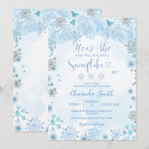 Geslacht onthullen Hij of zij Winter Blauwe Snowfl Kaart