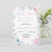 Geslacht onthullen Hij of zij Wintersnowflakes Kaart (Staand voorkant)