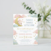 Geslacht onthullen kleine ster-uitnodiging (Staand voorkant)