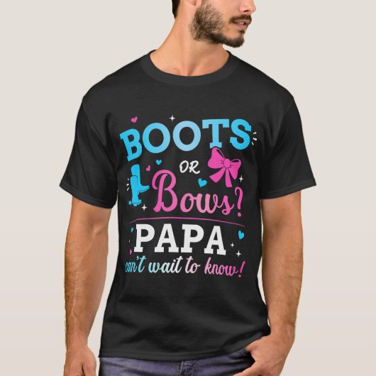 Geslacht onthullen laarzen of bogen papa matchen b t-shirt (Voorkant)