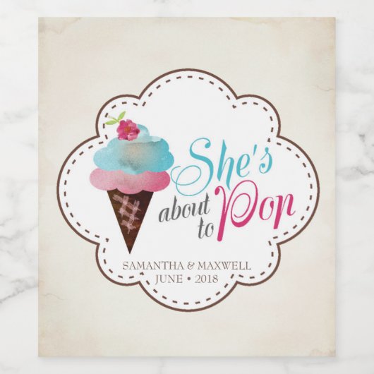 Geslacht onthullen Mousserende Wijn Label - Roze & Wijn Etiket (Enkel label)