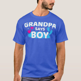 Geslacht onthullen opa zegt jongen die gezin bijt t-shirt