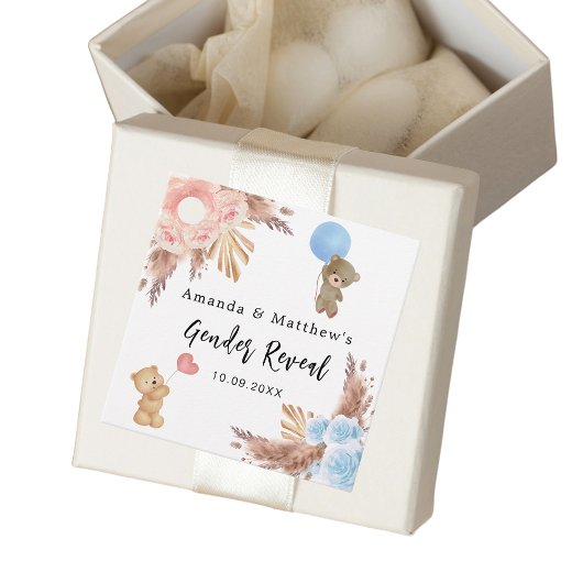 Geslacht onthullen partij pampas teddy beer jongen bedankjes labels