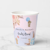 Geslacht onthullen partij pampa's teddybeer roze b papieren bekers (Voorkant)