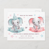 Geslacht onthullen partij schattige olifant, hij o briefkaart (Voorkant / Achterkant)