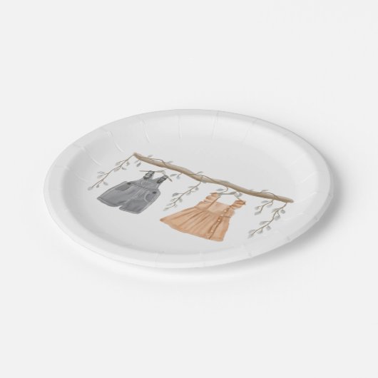 Geslacht onthullen partijtje, hij of zij partijben papieren bordje (Gekanteld)