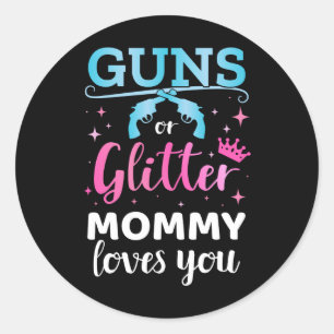 Geslacht onthullen pistolen of een glitter mama ba ronde sticker
