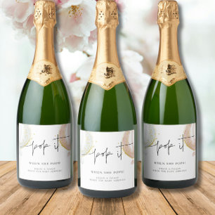 Geslacht onthullen Pop wanneer ze pop Baby shower Sparkling Wijnetiket