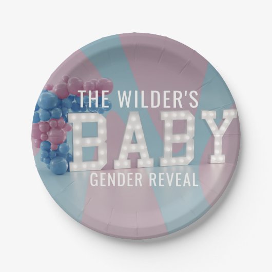 Geslacht onthullen roze blauw Baby shower papieren Papieren Bordje (Voorkant)