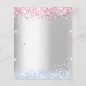 Geslacht onthullen roze blauwe zilverglitter budge flyer (Achterkant)