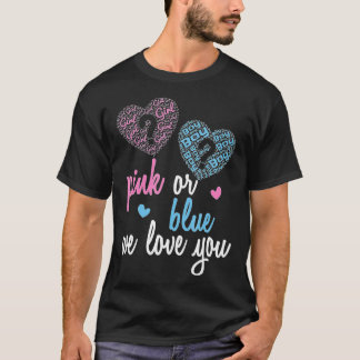 Geslacht onthullen roze of blauw jongen of meisje t-shirt