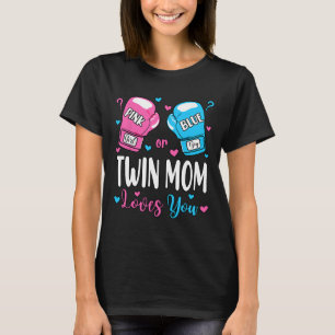 Geslacht onthullen Roze of Blauwe Tweeling Mama ho T-shirt