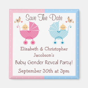 Geslacht onthullen Save the Date Baby's in kinderw Magneet