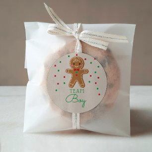 Geslacht Onthullen Stemmen Team Boy Gingerbread Ronde Sticker