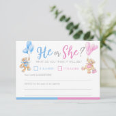 Geslacht onthullen teddybeer thema haar of haar sp informatiekaartje (Staand voorkant)