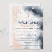 Geslacht onthullen uitnodiging, Blush Pink en Navy Kaart (Voorkant)