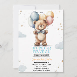 Geslacht onthullende beer babyshower uitnodiging