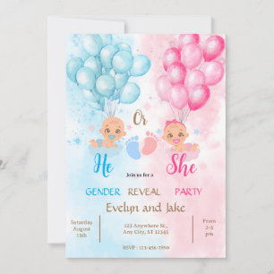 Geslacht onthulling baby shower blauw roze jongen kaart