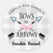 Geslacht onthulling Bogen of Pijlen Baby Shower Ronde Sticker (Voorkant)