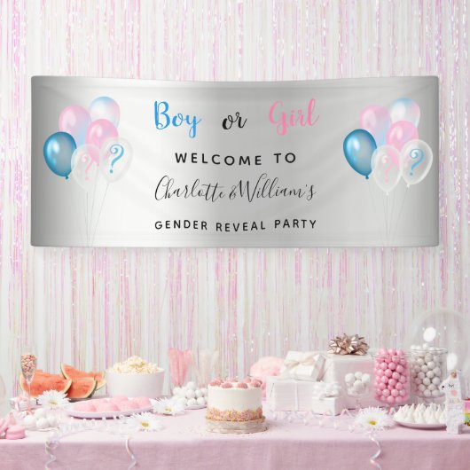 Geslacht onthulling feest jongen meisje blauw roze spandoek (Feest)