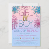 Geslacht Onthulling Roze Blauw Glitter Starburst O Kaart (Voorkant)