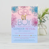 Geslacht Onthulling Roze Blauw Glitter Starburst O Kaart (Staand voorkant)