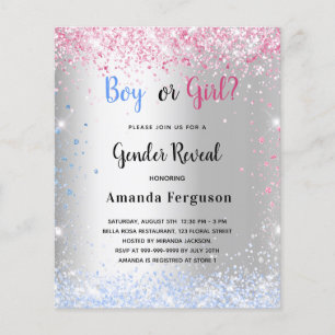 Geslacht onthulling roze blauw zilver glitters bud flyer