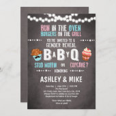 Geslacht Onthulling Uitnodiging BabyQ BBQ Koppels (Voorkant / Achterkant)