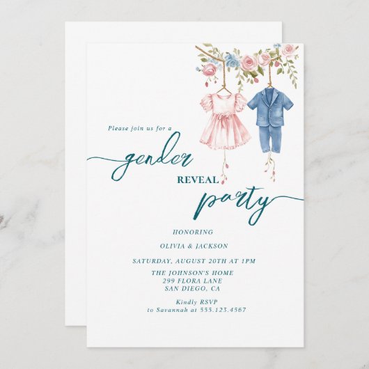 Geslacht onthult feest roze en blauwe wolk kaart (Voorkant / Achterkant)