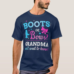 Geslacht onthult laarzen of bogen op oma-matching t-shirt