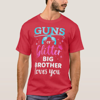 Geslacht onthult pistolen glitter broer matching b t-shirt