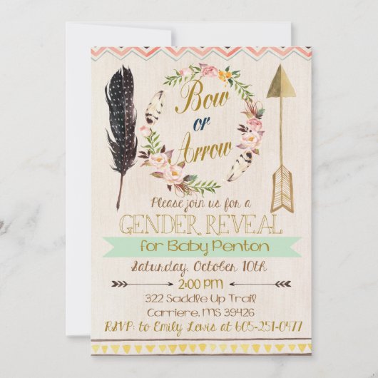 Geslacht Openbaar uitnodigen, bogen of pijlen, kru Kaart (Voorkant)