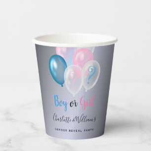 Geslacht openbaring blauw roze zilver papieren bekers